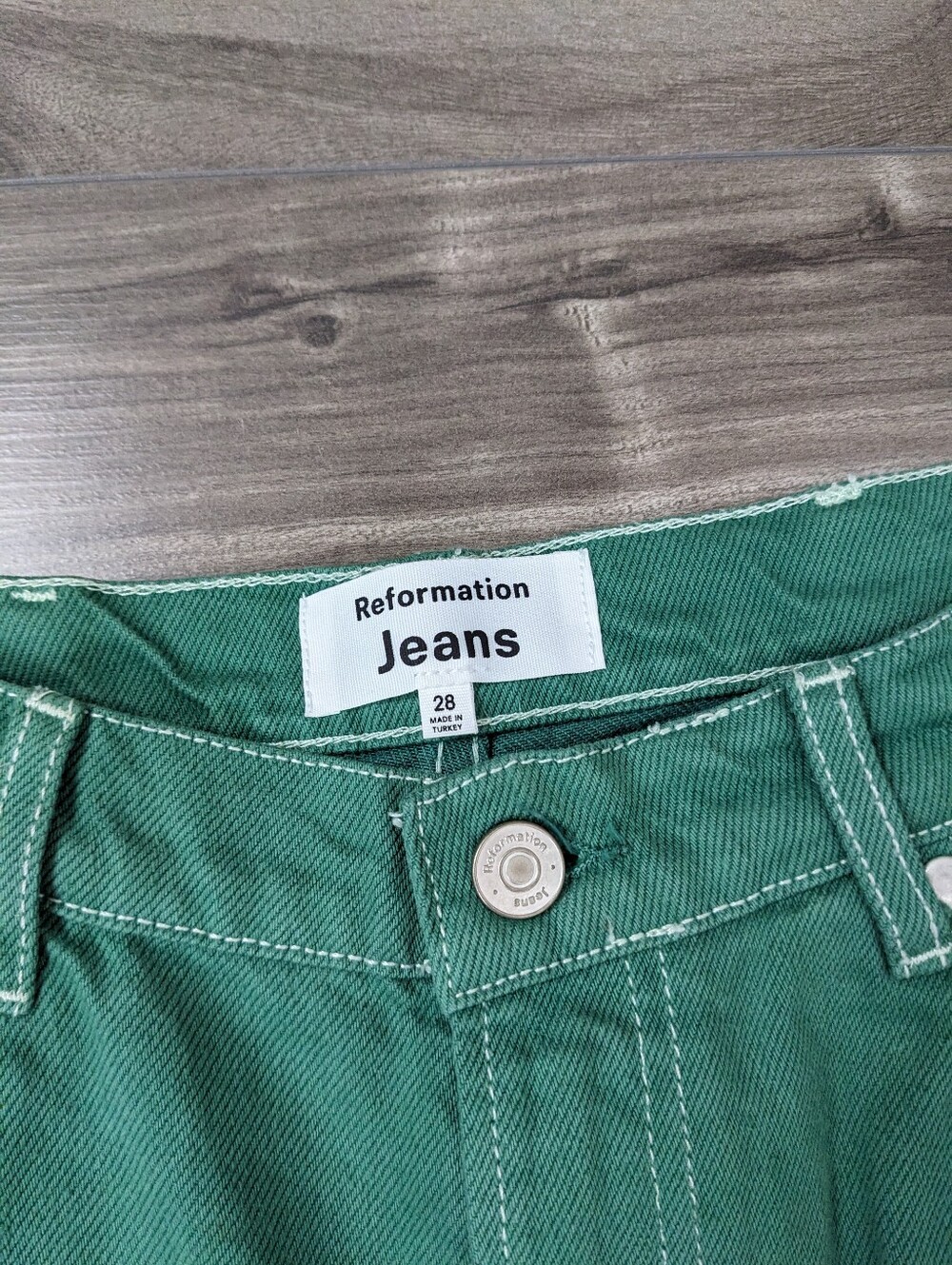 Reformation Women's Jeans Cowboy High Rise Straight Jeans Green Size 28 - Picture 5 of 12